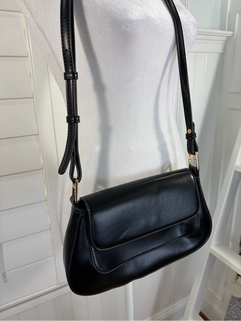 NEW Black Vegan Leather Shoulder Bag
